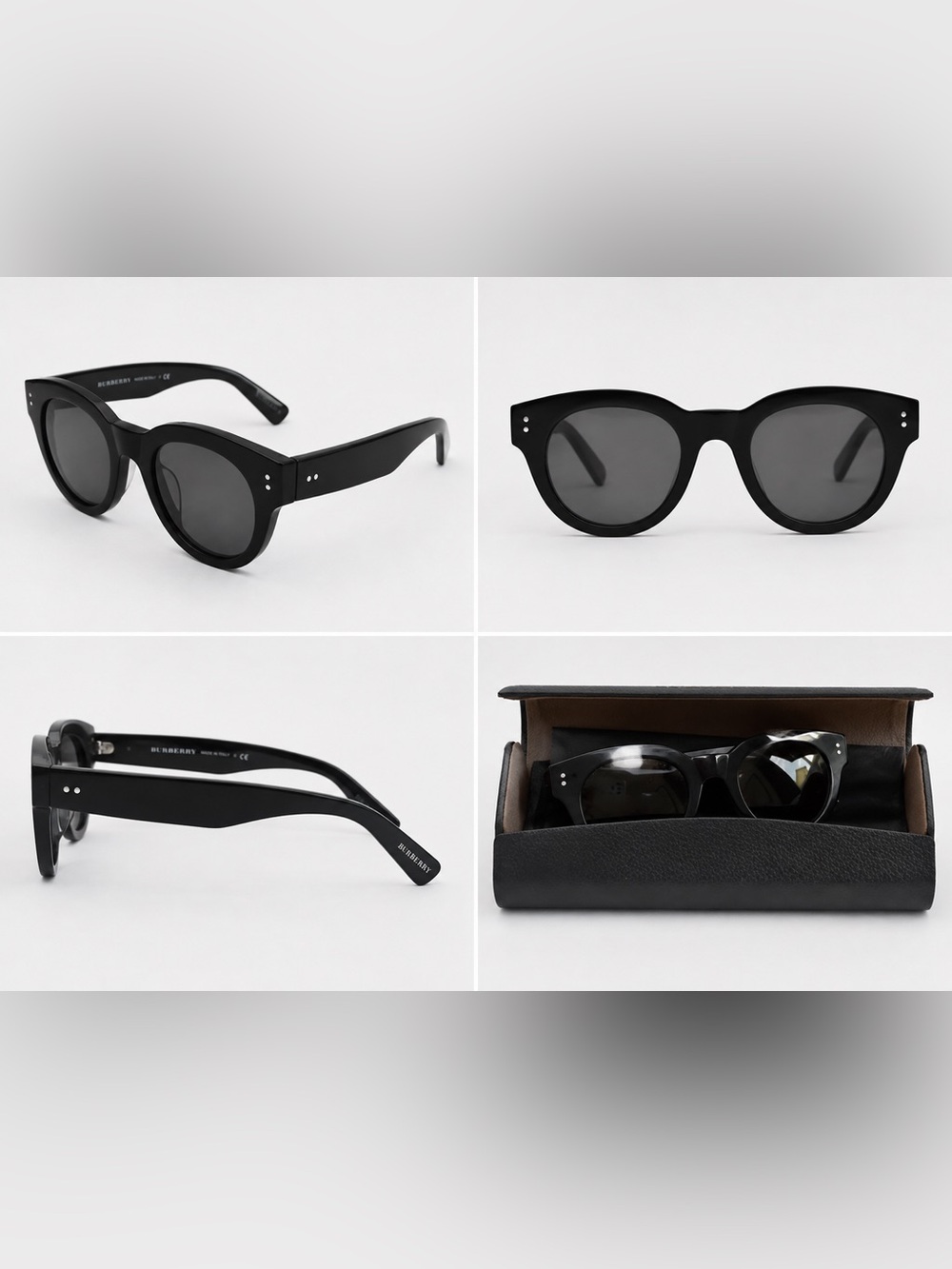 Burberry Black Gloss Round-Frame Sunglasses